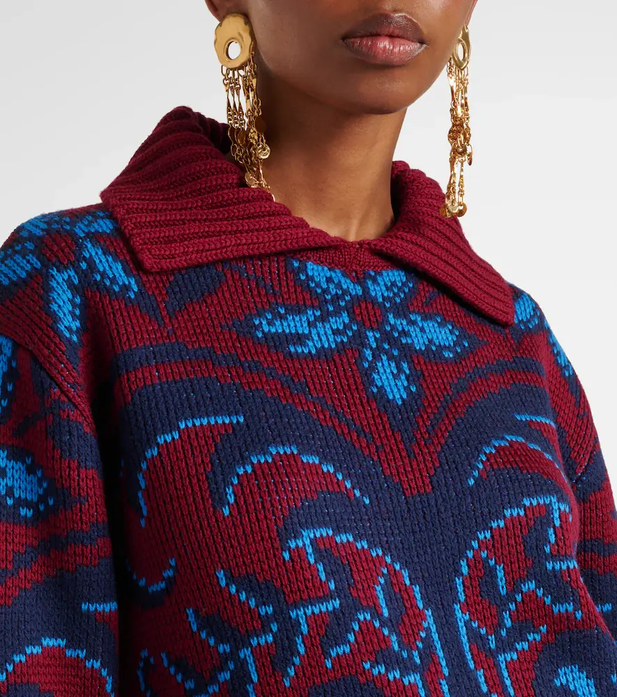 Etro Paisley wool jacquard polo sweater | Thumbnail 4