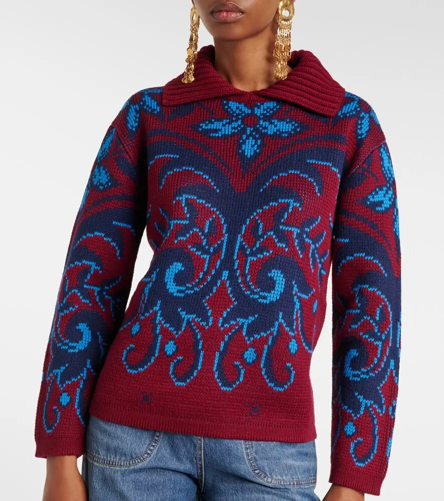 Etro Paisley wool jacquard polo sweater | Thumbnail 6