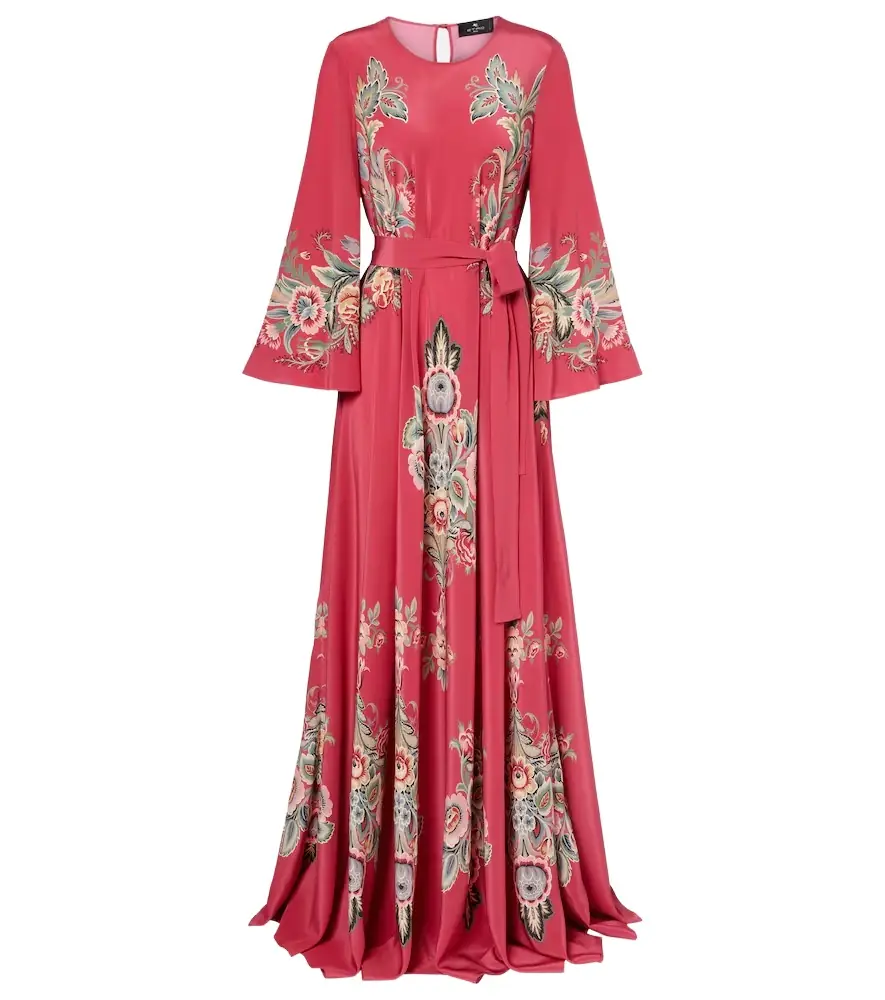 Etro Belted printed silk maxi dress