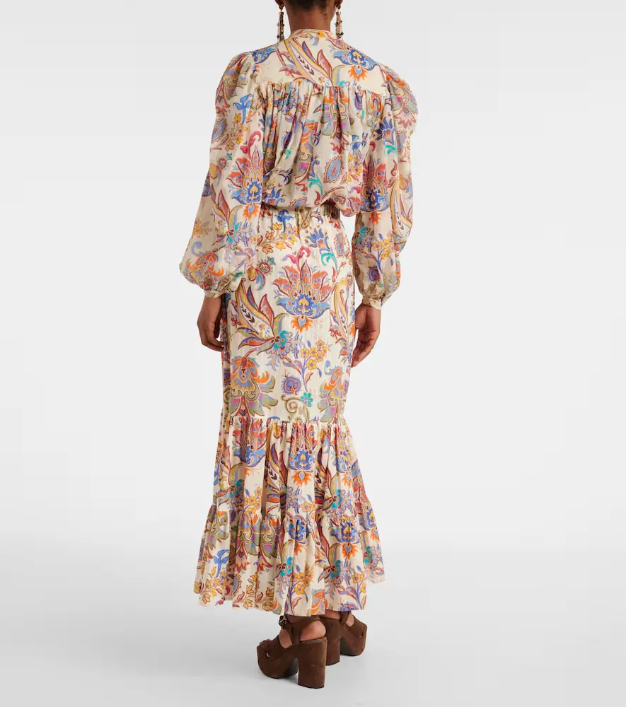 Etro Paisley tiered cotton maxi skirt | Thumbnail 4