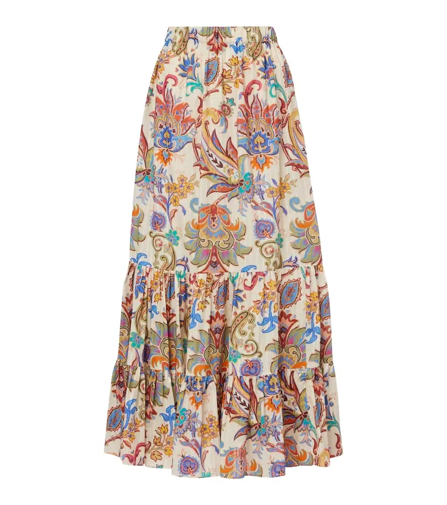 Etro Paisley tiered cotton maxi skirt