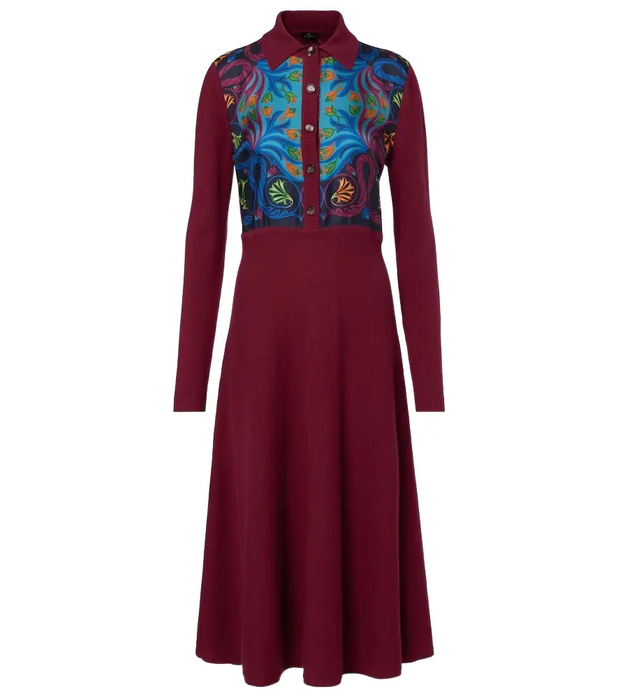 Etro Silk, wool, and cashmere shirt dress