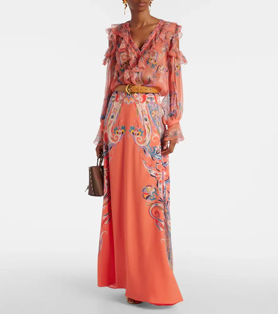 Etro Printed ruffled silk blouse | Thumbnail 2