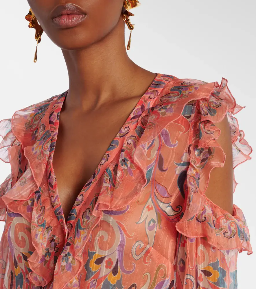 Etro Printed ruffled silk blouse | Thumbnail 3