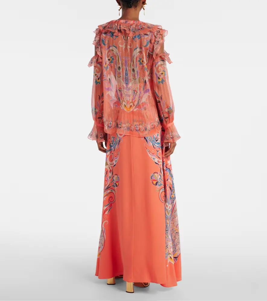 Etro Printed ruffled silk blouse | Thumbnail 4