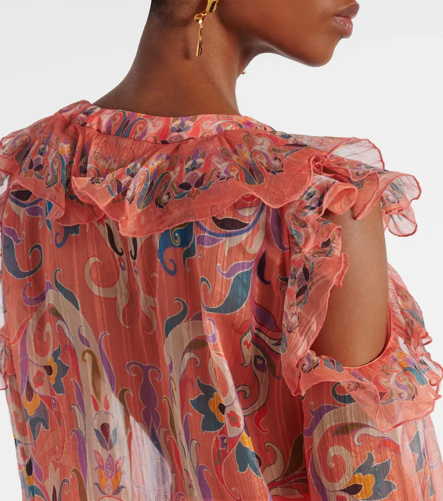 Etro Printed ruffled silk blouse | Thumbnail 5