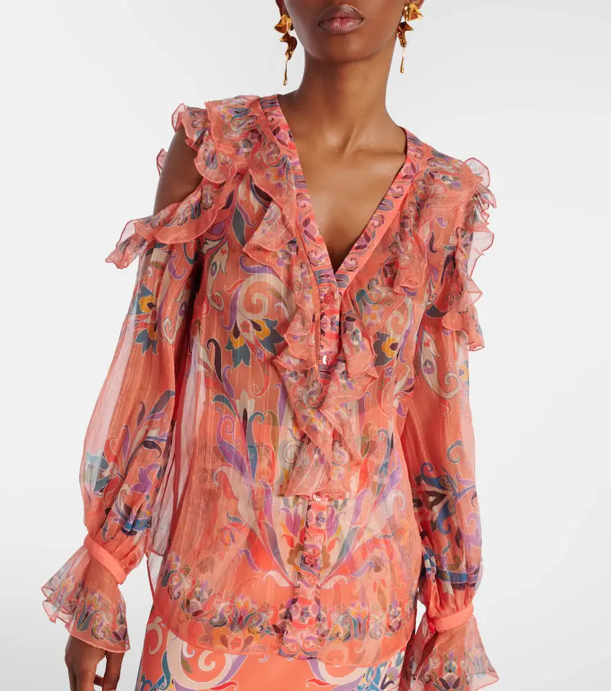 Etro Printed ruffled silk blouse | Thumbnail 7