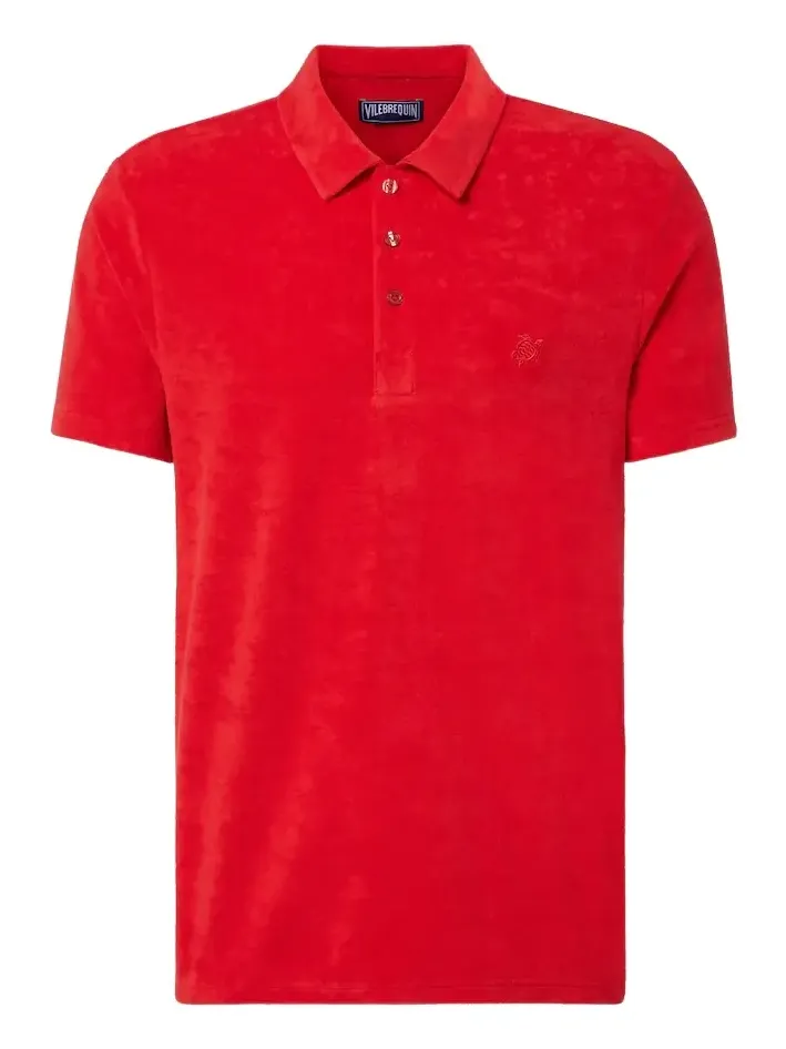 Cotton-blend terry polo shirt