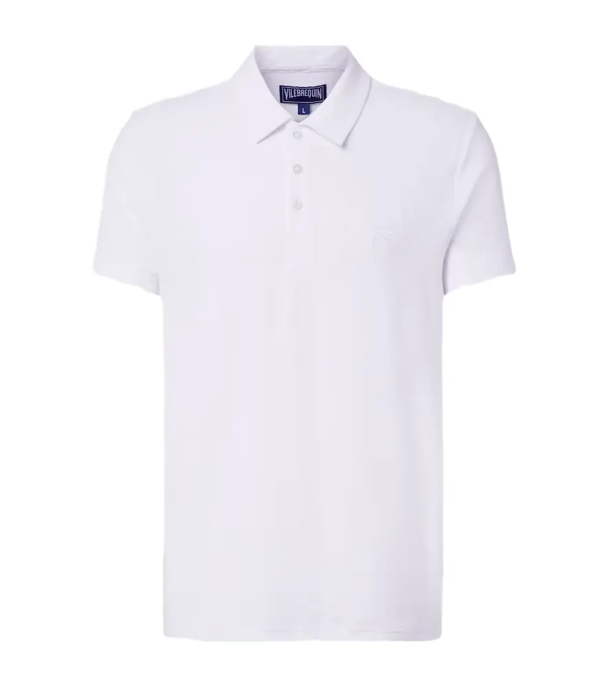 Cotton-blend terry polo shirt
