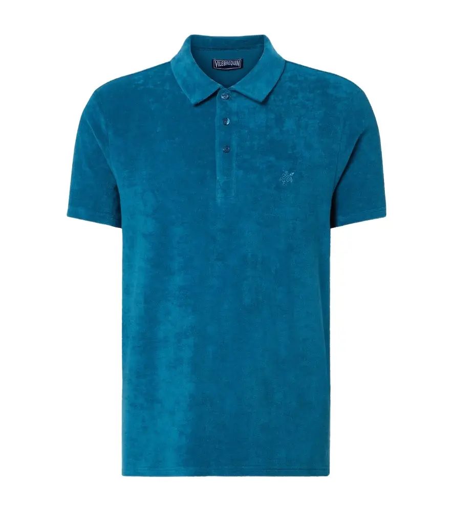 Cotton-blend terry polo shirt