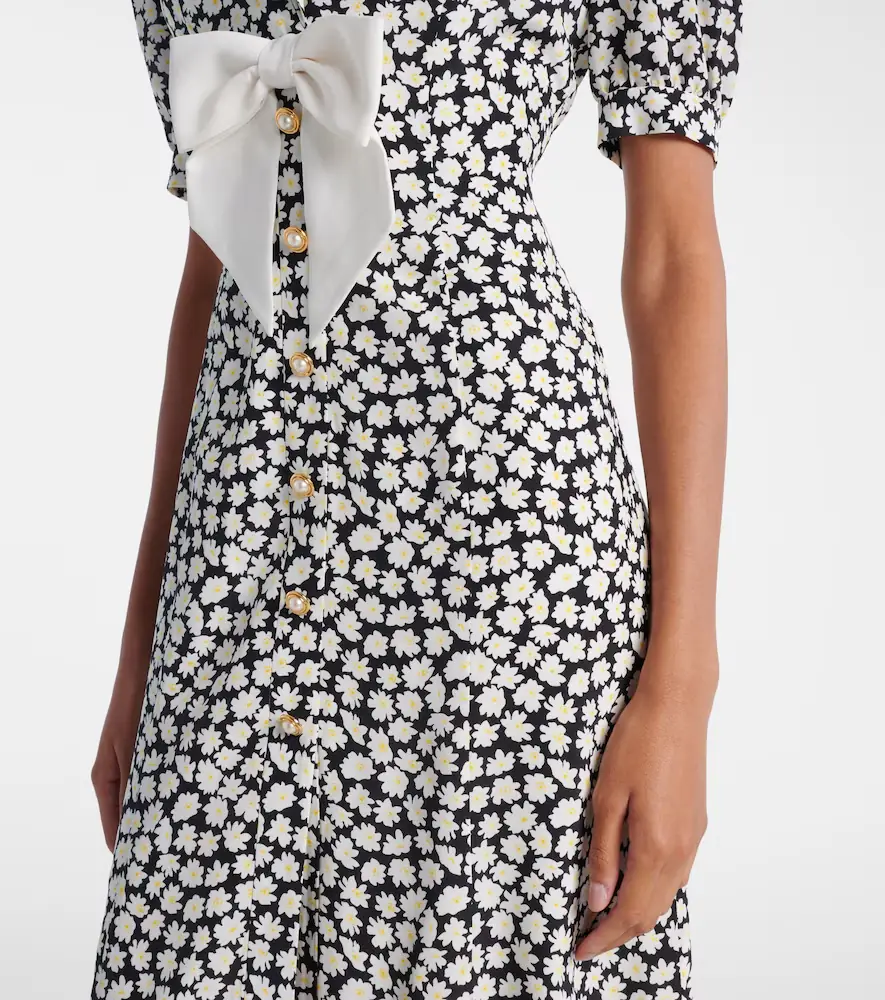 Alessandra Rich Floral printed silk midi dress | Thumbnail 3 Alessandra Rich Floral printed silk midi dress | Thumbnail 3
