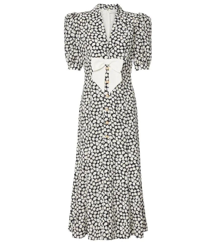 Alessandra Rich Floral printed silk midi dress