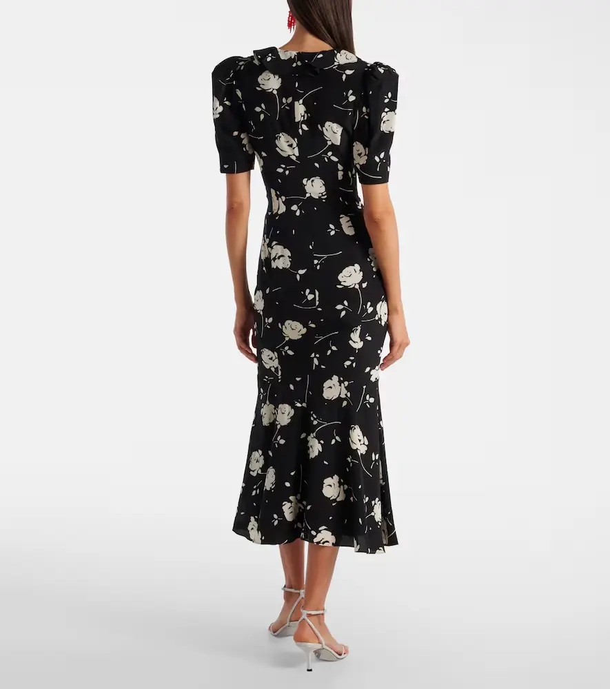 Alessandra Rich Floral printed silk midi dress | Thumbnail 3 Alessandra Rich Floral printed silk midi dress | Thumbnail 3