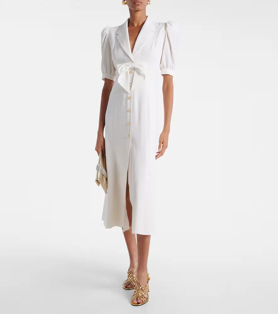 Alessandra Rich Wool-blend crêpe midi dress | Thumbnail 5 Alessandra Rich Wool-blend crêpe midi dress | Thumbnail 5