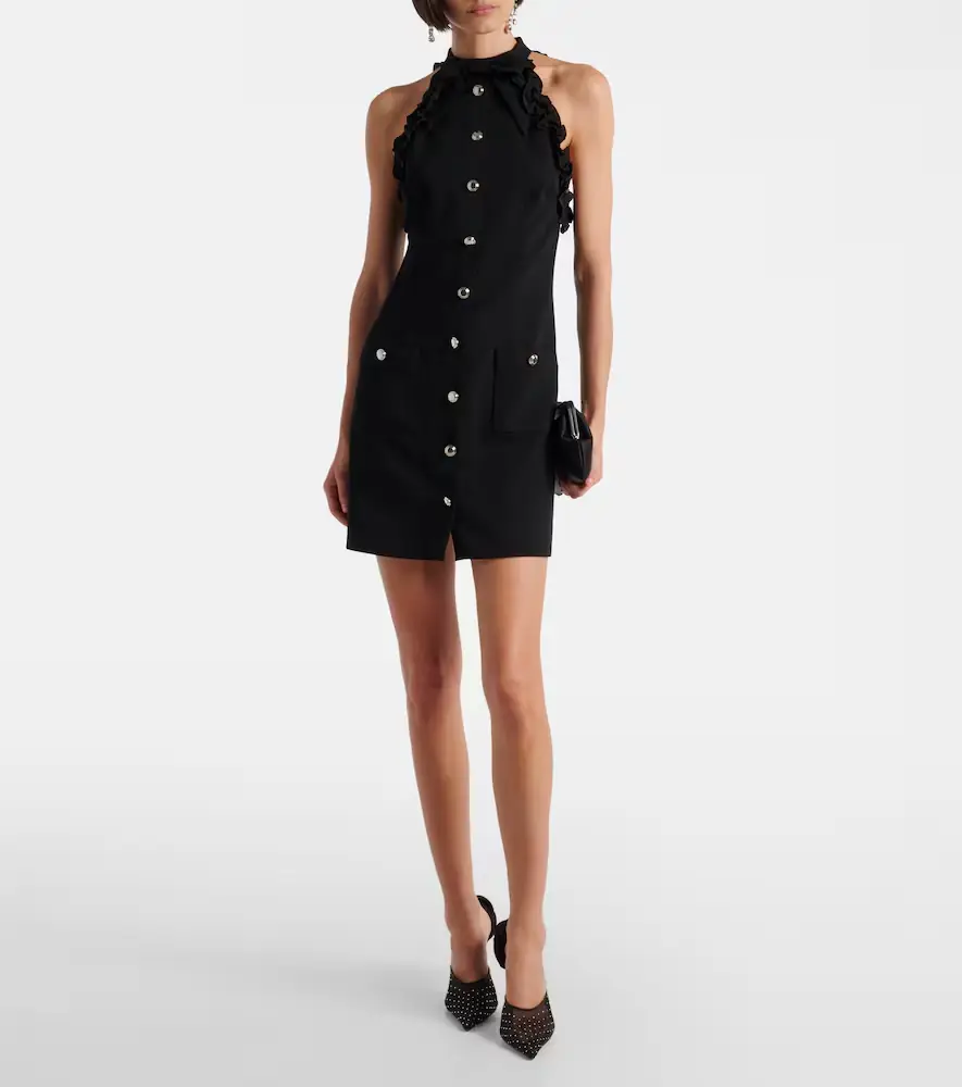 Alessandra Rich Bow-detail wool-blend crêpe minidress | Thumbnail 2 Alessandra Rich Bow-detail wool-blend crêpe minidress | Thumbnail 2
