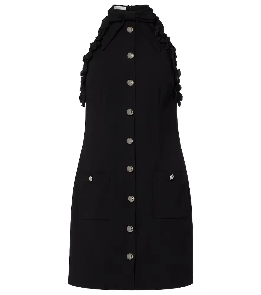 Alessandra Rich Bow-detail wool-blend crêpe minidress