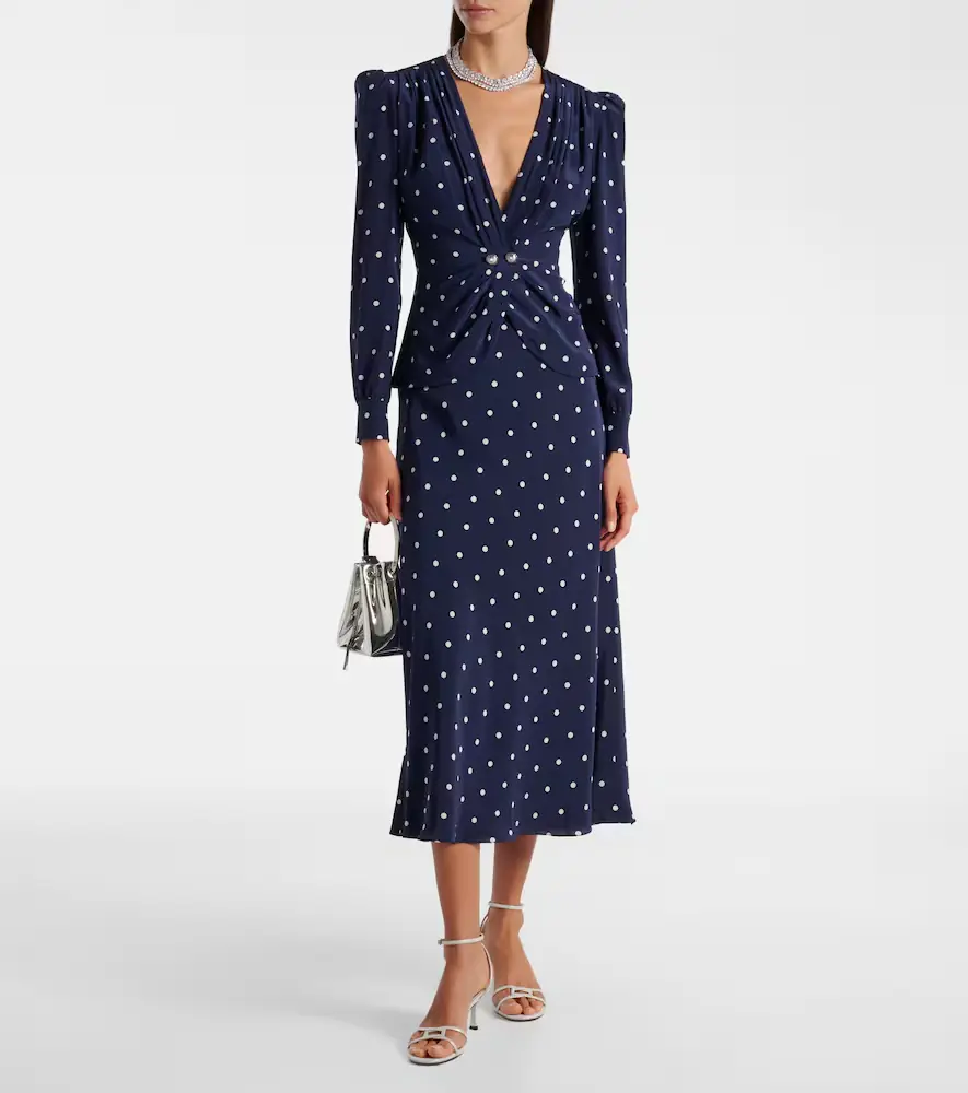Alessandra Rich Polka-dot silk midi dress | Thumbnail 2 Alessandra Rich Polka-dot silk midi dress | Thumbnail 2