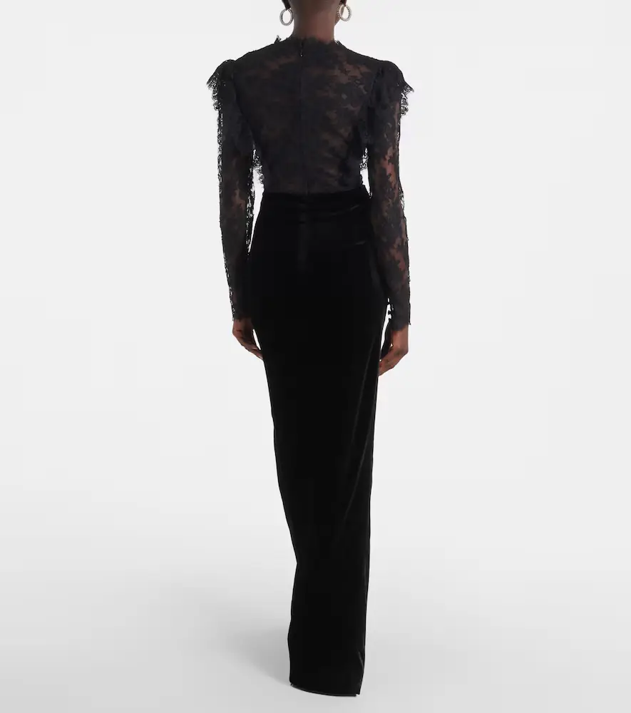 Alessandra Rich Lace and velvet gown | Thumbnail 6 Alessandra Rich Lace and velvet gown | Thumbnail 6