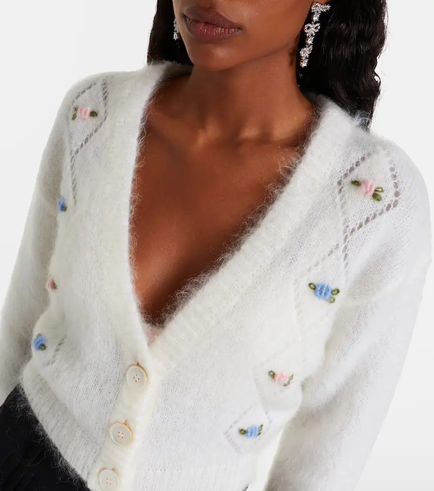 Alessandra Rich Embroidered mohair-blend cardigan | Thumbnail 4 Alessandra Rich Embroidered mohair-blend cardigan | Thumbnail 4