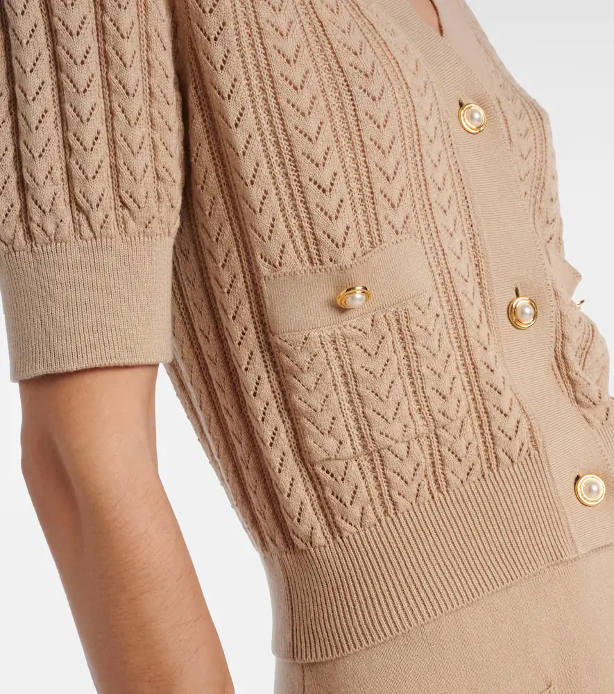 Alessandra Rich Pointelle cotton and cashmere cardigan | Thumbnail 3 Alessandra Rich Pointelle cotton and cashmere cardigan | Thumbnail 3