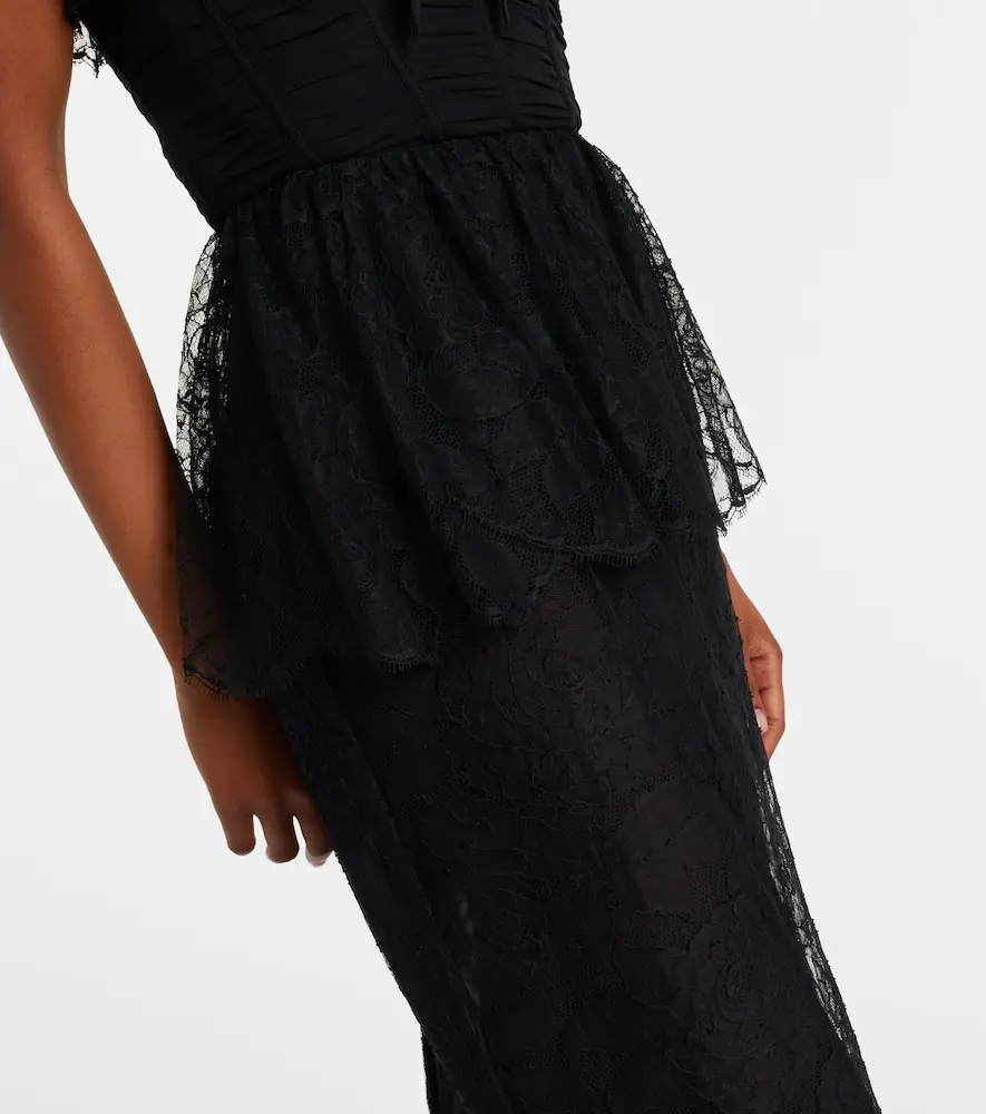 Alessandra Rich Lace and silk georgette bustier dress | Thumbnail 4 Alessandra Rich Lace and silk georgette bustier dress | Thumbnail 4