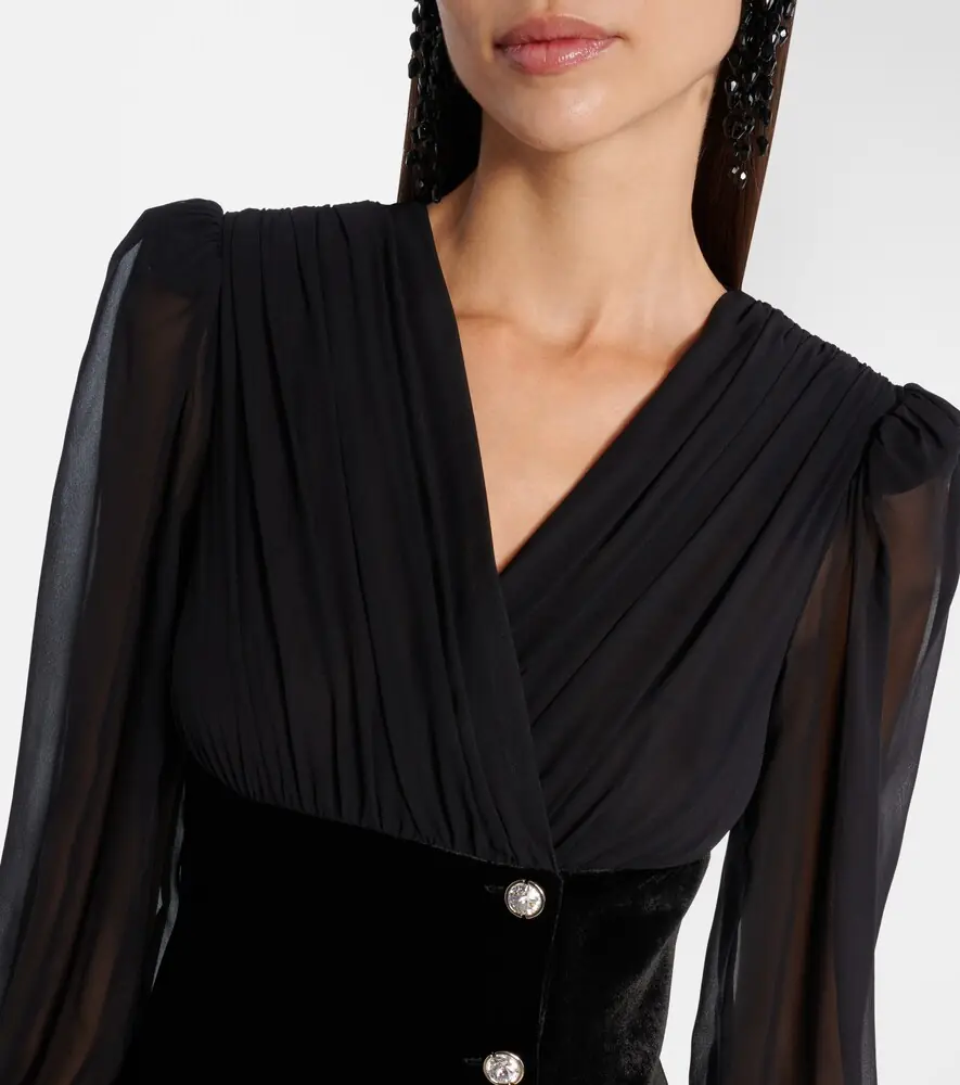 Alessandra Rich Velvet and georgette gown | Thumbnail 2 Alessandra Rich Velvet and georgette gown | Thumbnail 2