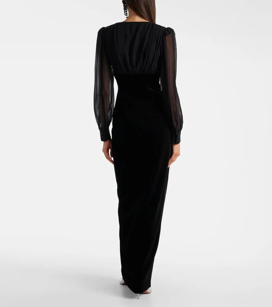 Alessandra Rich Velvet and georgette gown | Thumbnail 3 Alessandra Rich Velvet and georgette gown | Thumbnail 3