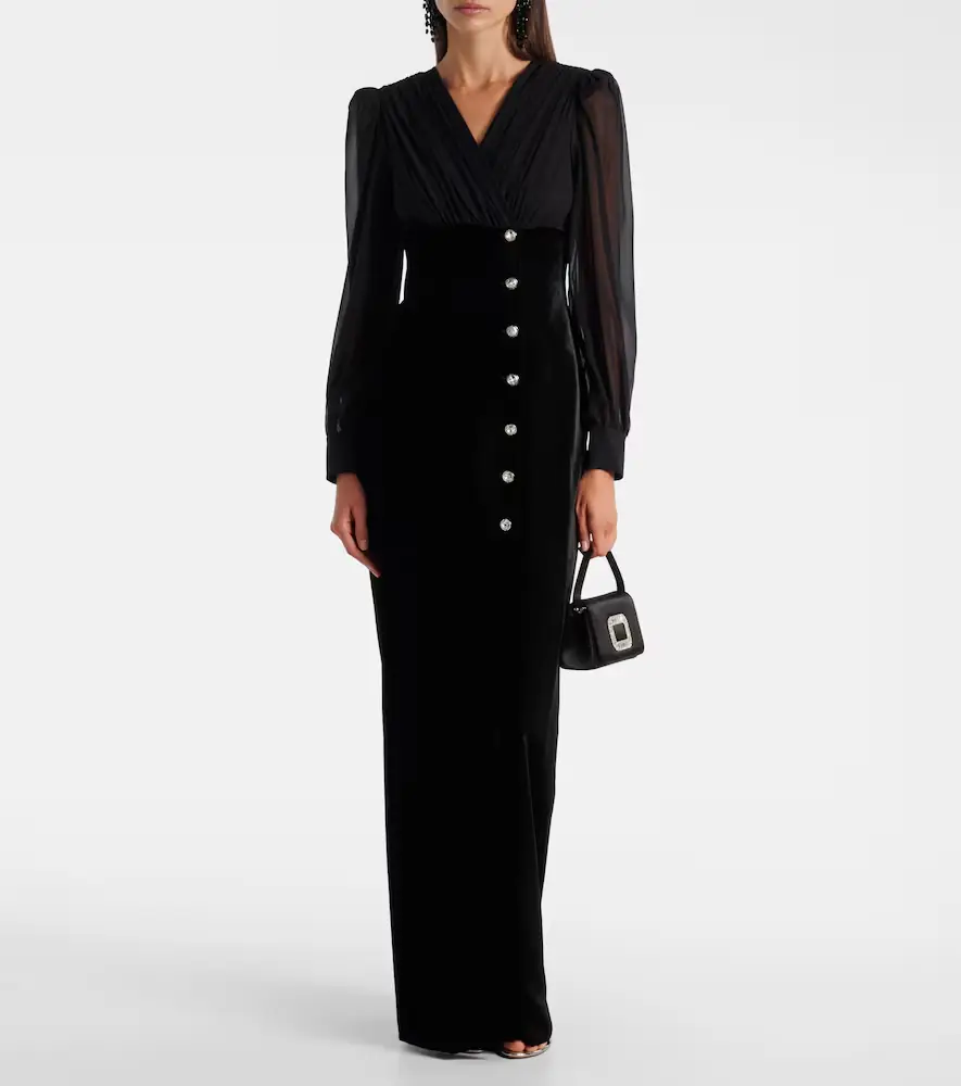 Alessandra Rich Velvet and georgette gown | Thumbnail 5 Alessandra Rich Velvet and georgette gown | Thumbnail 5