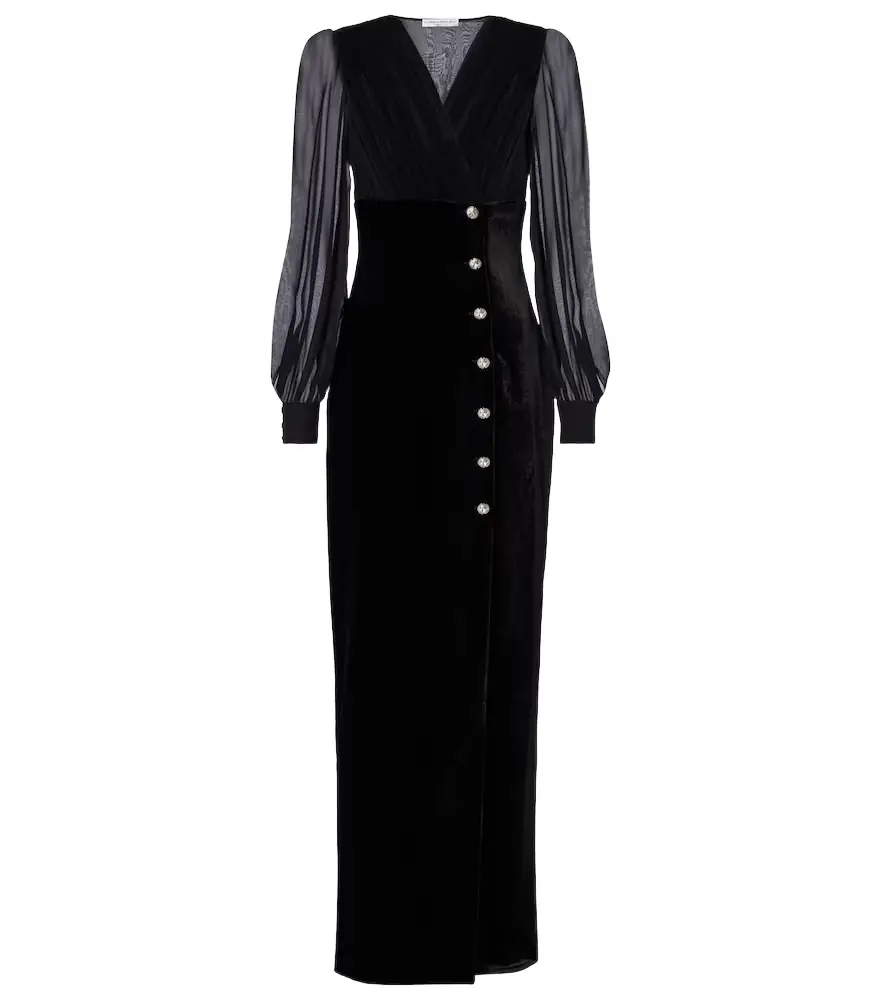 Alessandra Rich Velvet and georgette gown