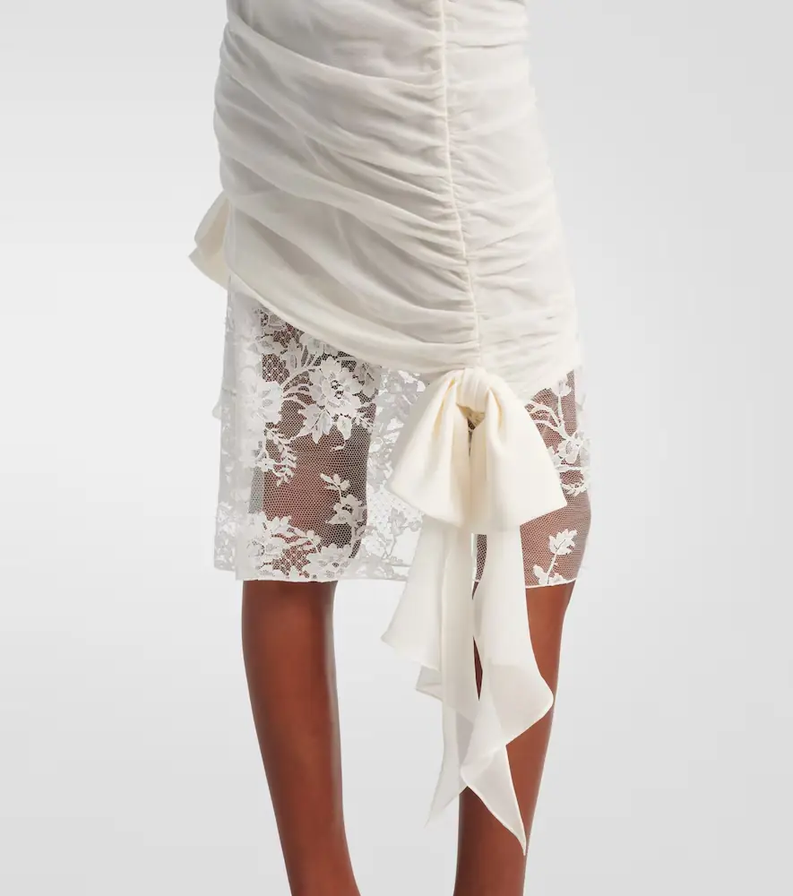 Alessandra Rich Lace-trimmed silk georgette midi dress | Thumbnail 2 Alessandra Rich Lace-trimmed silk georgette midi dress | Thumbnail 2