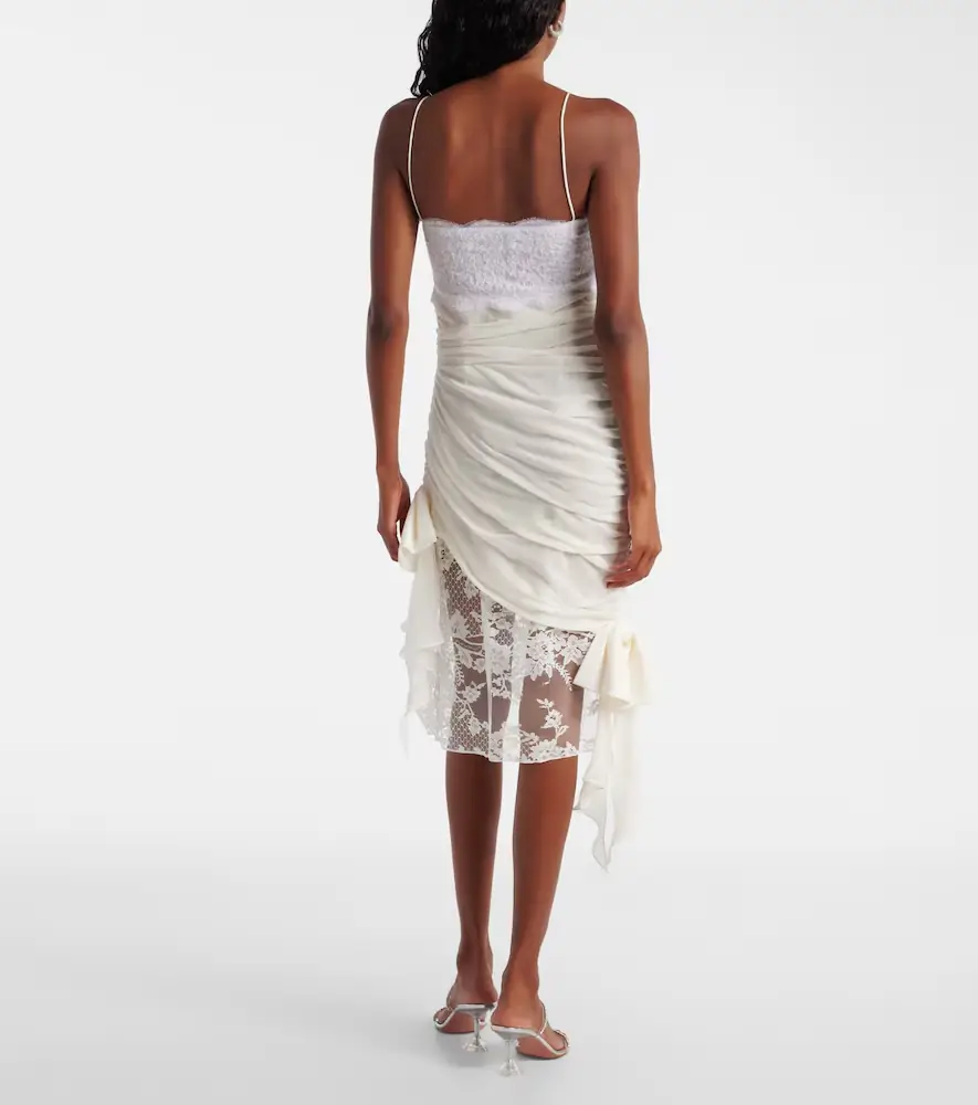 Alessandra Rich Lace-trimmed silk georgette midi dress | Thumbnail 3 Alessandra Rich Lace-trimmed silk georgette midi dress | Thumbnail 3