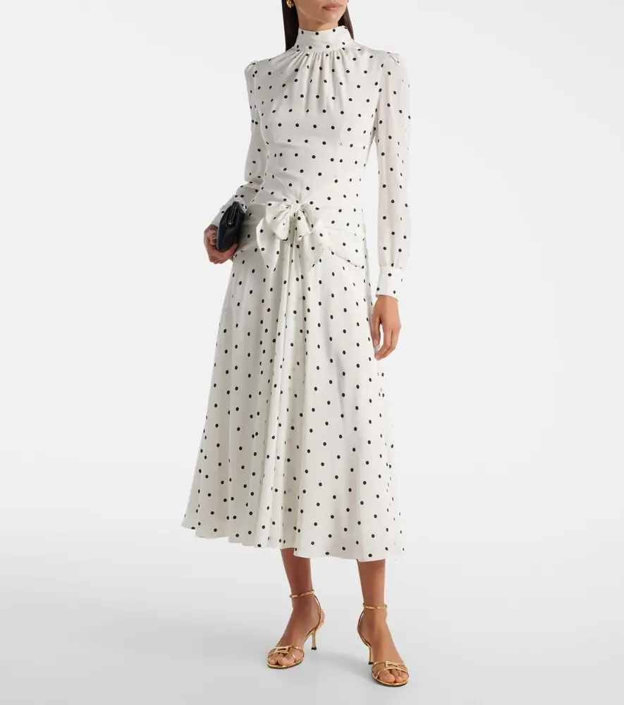 Alessandra Rich Polka-dot silk midi dress | Thumbnail 3 Alessandra Rich Polka-dot silk midi dress | Thumbnail 3