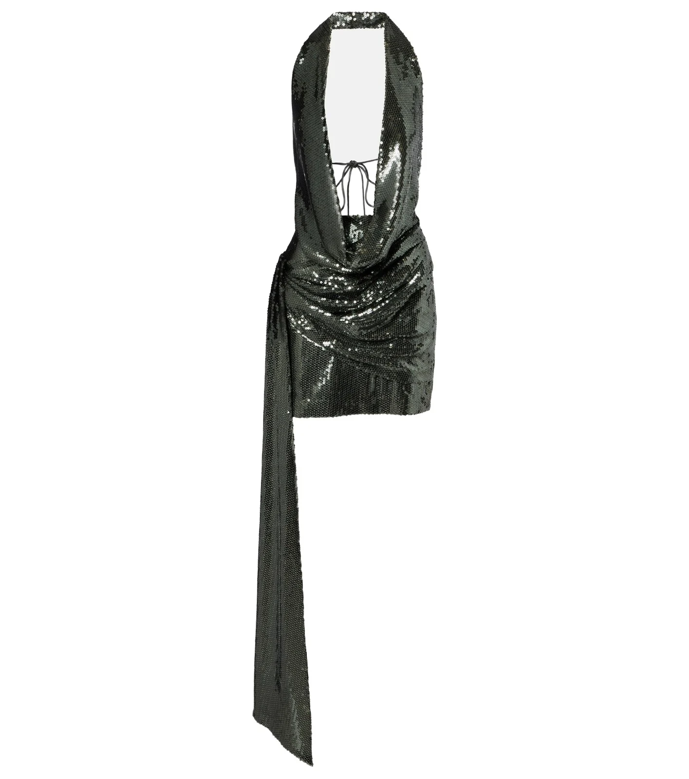 Draped halterneck sequined minidress