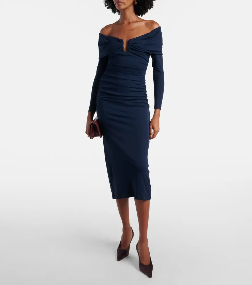 Carolina Herrera Off-shoulder ruched midi dress | Thumbnail 4 Carolina Herrera Off-shoulder ruched midi dress | Thumbnail 4
