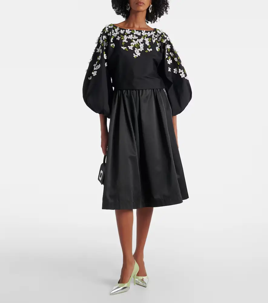 Carolina Herrera Floral-appliqué cotton-blend top | Thumbnail 2