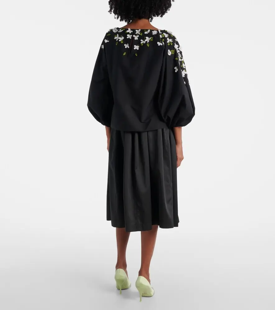 Carolina Herrera Floral-appliqué cotton-blend top | Thumbnail 4