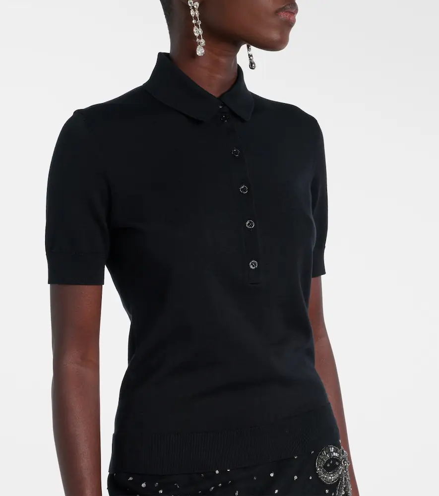 Carolina Herrera Silk and cotton-blend polo shirt | Thumbnail 3 Carolina Herrera Silk and cotton-blend polo shirt | Thumbnail 3