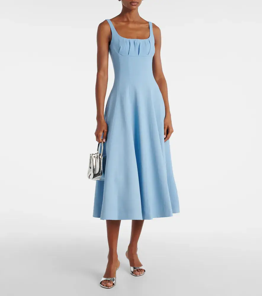 Emilia Wickstead Collins pleated wool crêpe midi dress | Thumbnail 2
