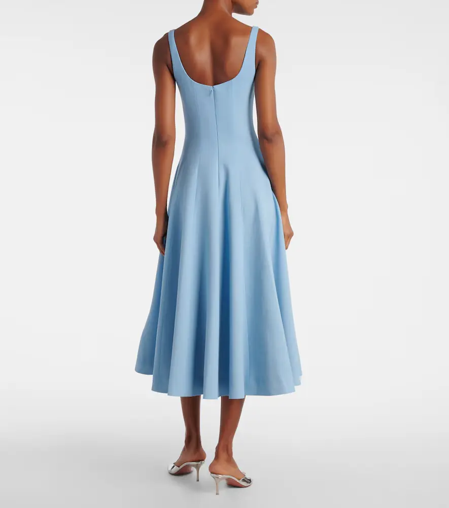 Emilia Wickstead Collins pleated wool crêpe midi dress | Thumbnail 5