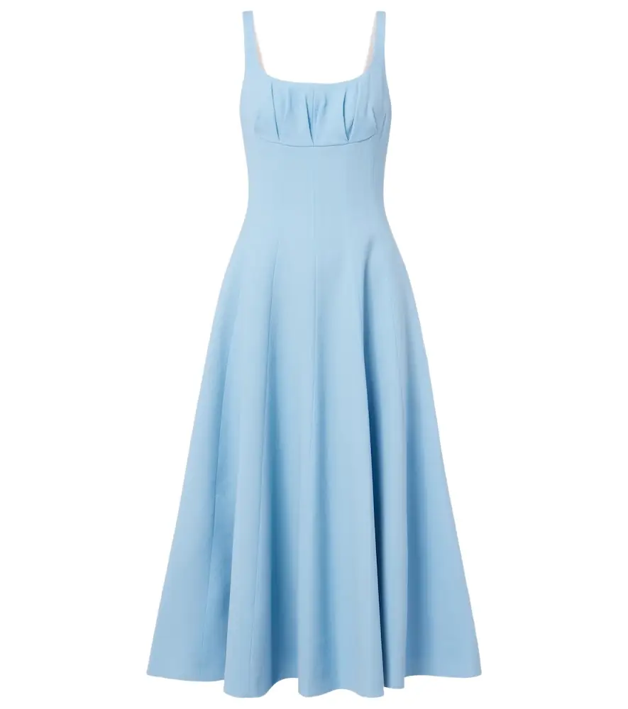 Emilia Wickstead Collins pleated wool crêpe midi dress