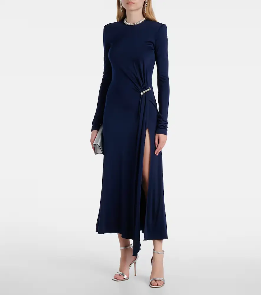David Koma Crystal-embellished gathered midi dress | Thumbnail 2 David Koma Crystal-embellished gathered midi dress | Thumbnail 2