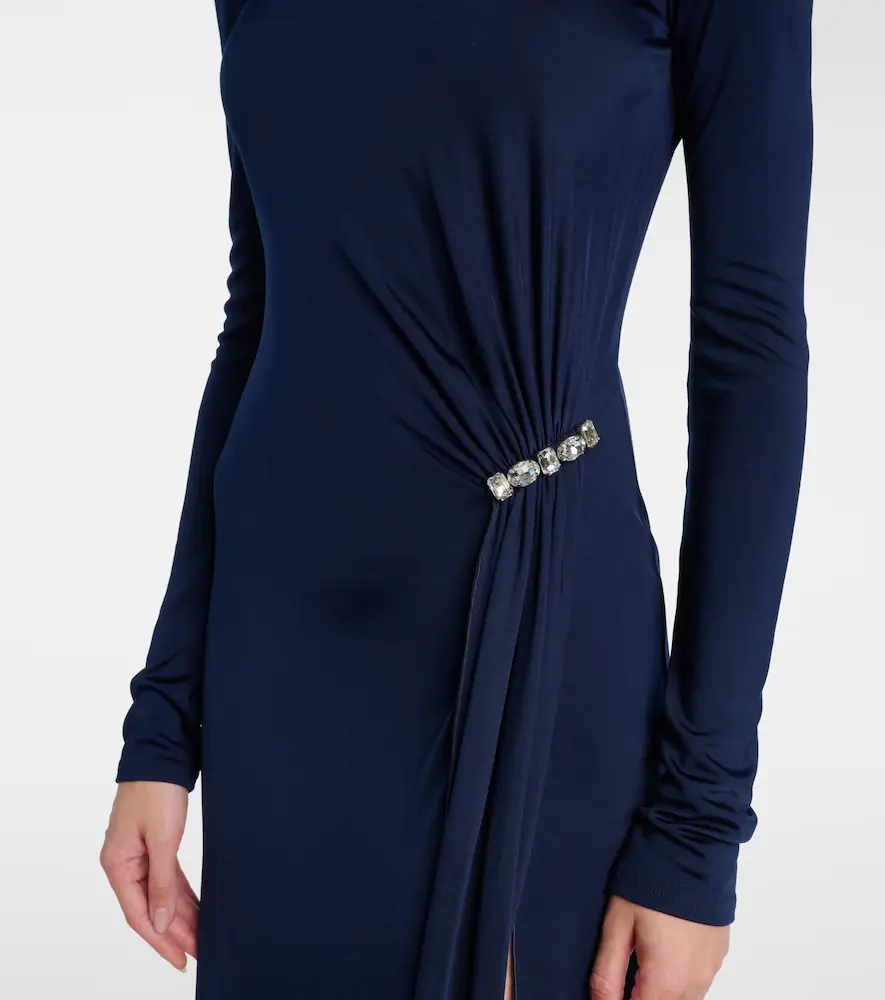 David Koma Crystal-embellished gathered midi dress | Thumbnail 4 David Koma Crystal-embellished gathered midi dress | Thumbnail 4