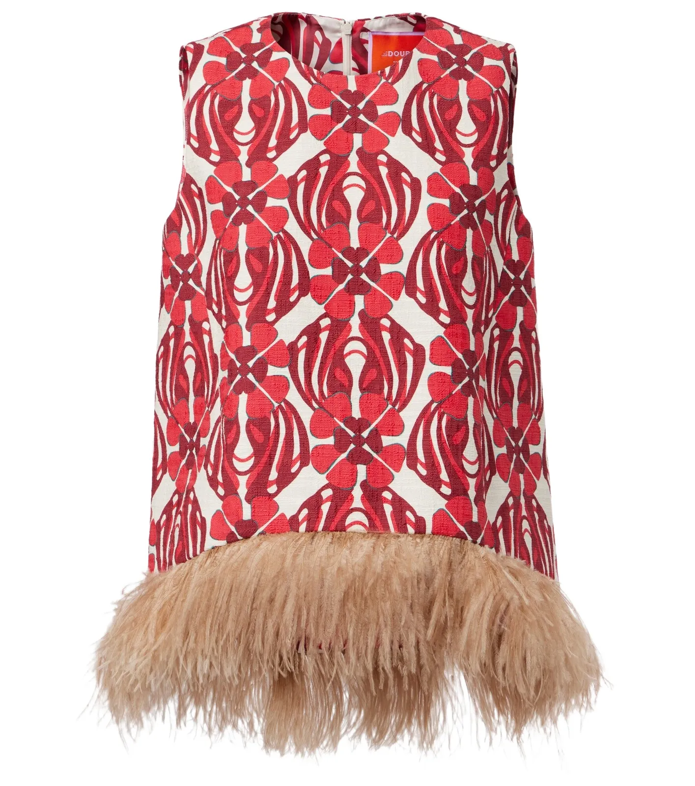La DoubleJ La Scala feather-trimmed cotton top