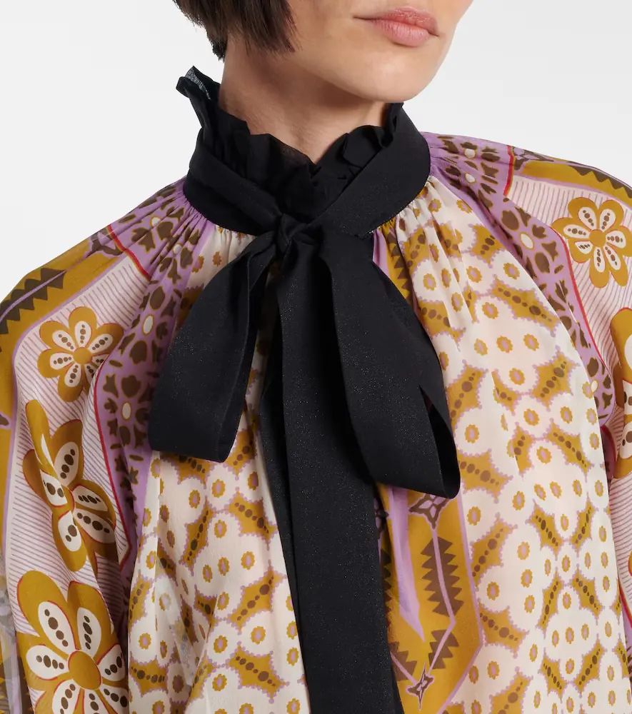 La DoubleJ Cerere printed tie-neck silk blouse | Thumbnail 6