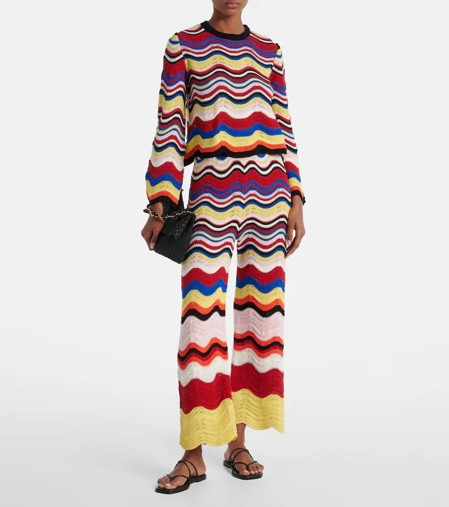 La DoubleJ Chevron crochet cotton wide-leg pants | Thumbnail 2