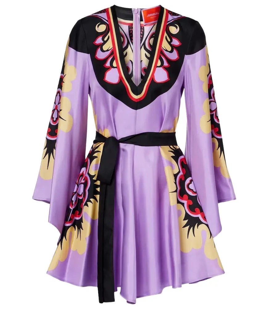 La DoubleJ Magnifico Placée silk twill minidress