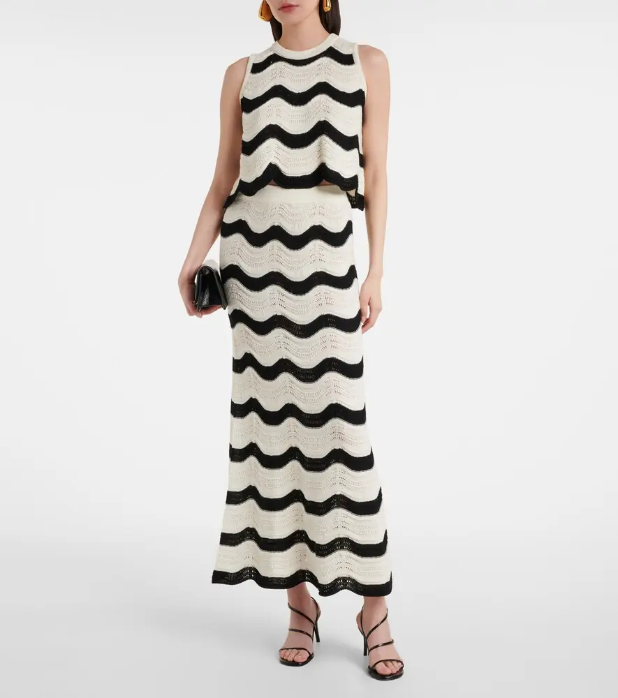 La DoubleJ Chevron cotton crochet midi skirt | Thumbnail 4
