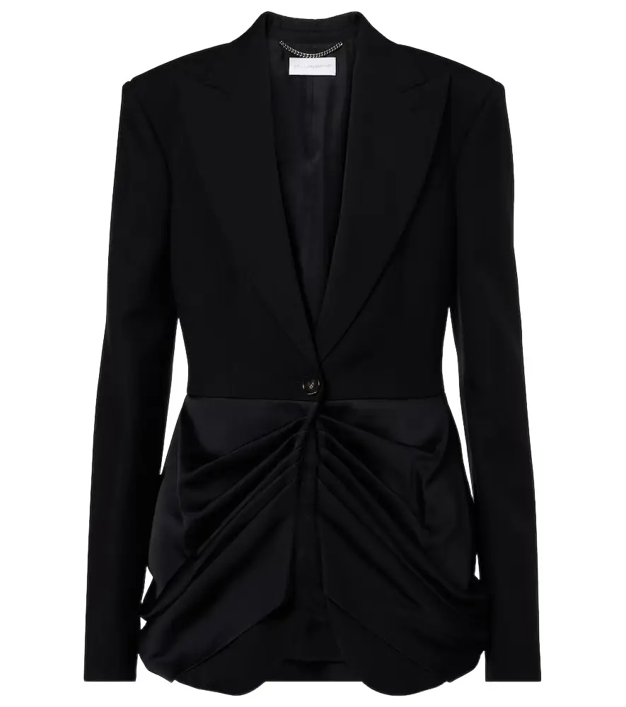 Stella McCartney Draped satin-trimmed wool blazer | Image 1 Stella McCartney Draped satin-trimmed wool blazer | Image 1