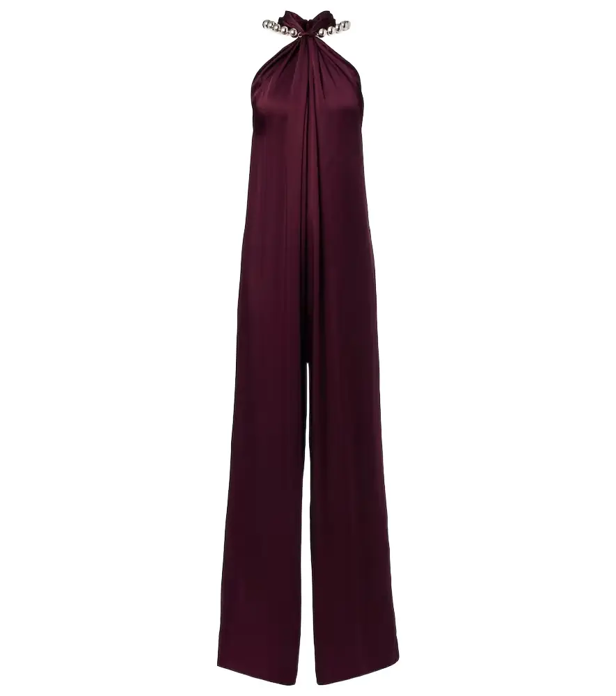 Stella McCartney Embellished halterneck satin jumpsuit | Image 1 Stella McCartney Embellished halterneck satin jumpsuit | Image 1
