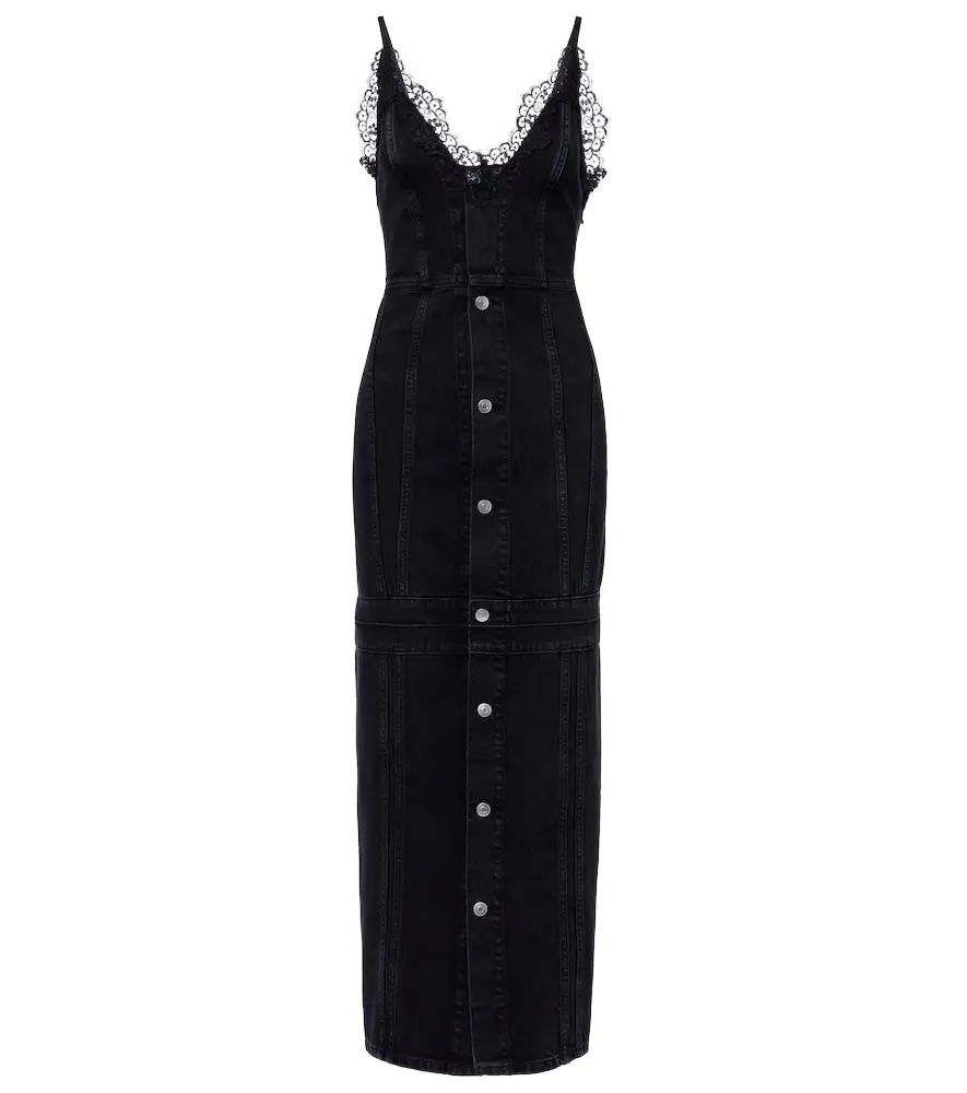 Stella McCartney Lace-trimmed denim maxi dress | Image 1 Stella McCartney Lace-trimmed denim maxi dress | Image 1